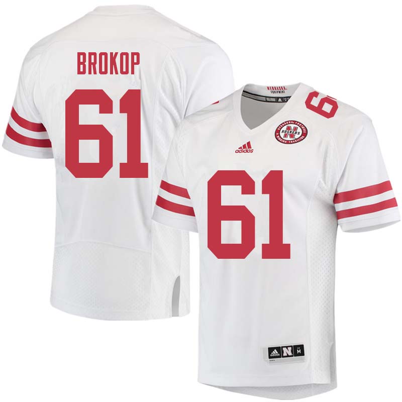 Men #61 Bryan Brokop Nebraska Cornhuskers College Football Jerseys Sale-White